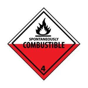 DL48P   Placard, Spontaneously Combustible 4, 10 3/4 X 10 3/4 