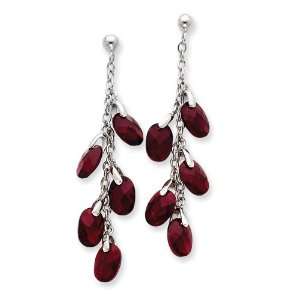 Sterling Silver Dark Red Crystal Earrings: Jewelry