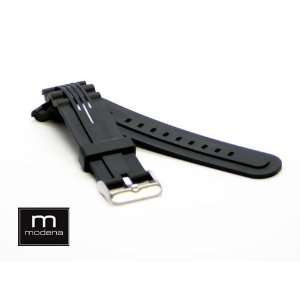  22mm Black MODENA Italian Rubber Watch Band: Sports 