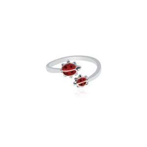  Lady Bug Toe Ring in 14K White Gold Jewelry