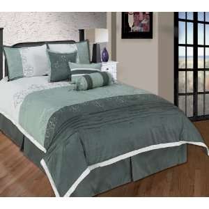  11 Piece King Chantel Bed in a Bag Bedding Set Sage: Home 