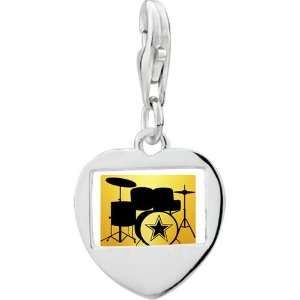   Plated Music Band Instrument Photo Heart Frame Charm Pugster Jewelry