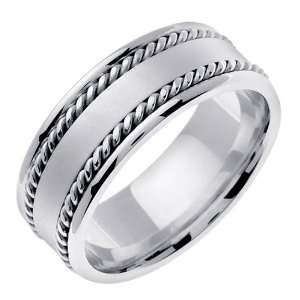   Gold comfort fit flat surface Braided Mens 8 mm Wedding Band: Jewelry
