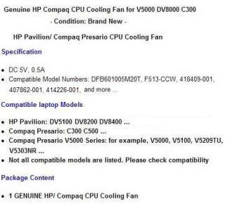 HP Compaq laptop CPU Cooling Fan DFB601005M20T F513 CCW  