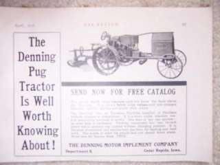 1913 Denning Pug Tractor Ad Cedar Rapids Iowa M  