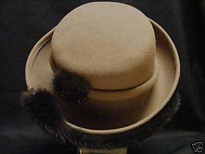 Mr. D 100% Wool Mink Hat Stylish Sophisticated Ladies  