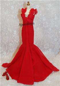 Barbie M Muse SilkStone   Gorgeous Red Chiffon Gown +  