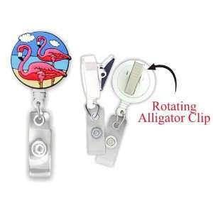    Flamingo 3D Rubber Retractable Badge Holder: Everything Else