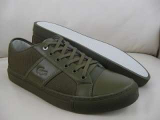 NEW LACOSTE CERBERUS MENS OLIVE GREEN MESH LEATHER SHOE TENNIS 