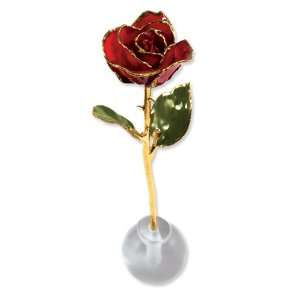  Lacquer Dipped Gold Trim Knob Stand Red Spring Rose 