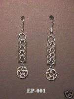 Pentacle Chainmail Earrings Chain Mail Wicca Pagan SCA  