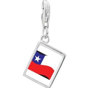  Pugster 925 Sterling Silver Chile Flag Photo Rectangle 