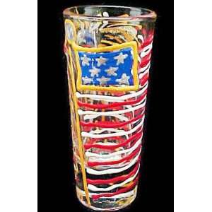 Americas Flag Design   Hand Painted   Collectible Shooter Glass   1.5 