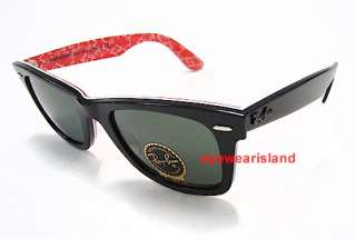 Ray Ban Wayfarer Sunglasses 2140 1016 Black/Red Rayban RB2140 Shades 