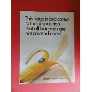  Chiquita Bananas, 1967 Print Ad. (big banana.) Original 