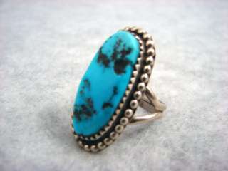 vintage Navajo ring blue turquoise Old Pawn size 4 sterling silver 