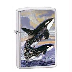 Zippo Guy Harvey Killer Whales Brushed Chrome Pocket Lighter:  