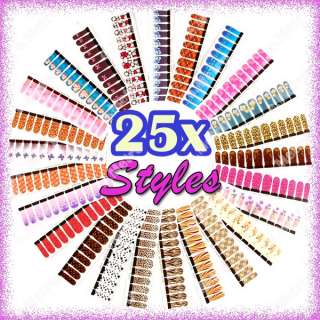 25 Designs Nail Art Water Decal Sticker Full cover tips  