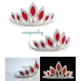 Exquisite Red Crystal Prom Wedding Crown Tiara comb H76