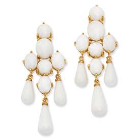 New Cheryl M. Sterling White Agate Dangle Post Earrings  