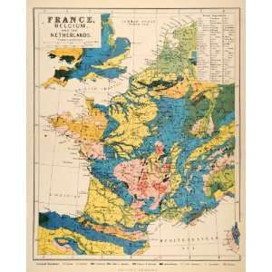 : 1882 Photolithographed Map Netherlands Corsica Belgium France Italy 