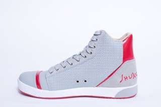 NEW MENS JHUNG YURO GRAY RED LEATHER HIGH TOP SNEAKERS SHOES SIZE 11 