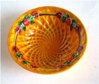   Marutomo Ware Harlequin Fiesta Basketweave Nut Dish Orange & Flowers