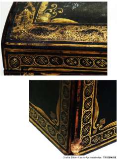 ANTIQUE JAPANESE CHINOISE BLACK LACQUER JEWELLERY BOX  