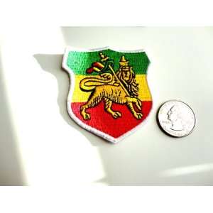 com Rasta Flag Patch, 2.5 inch Iron On Embroidered Patch (Shield Lion 