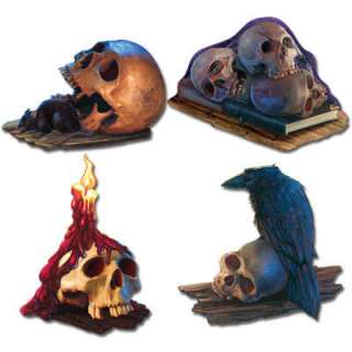 Halloween Skull & Raven Card Cutout Party Decorations  
