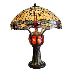  Dragonfly Design W/Lighted Base Tiffany Style Table Lamp 
