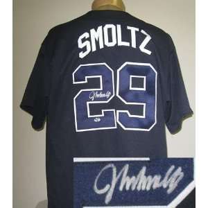  John Smoltz Autographed Jersey   Blue: Sports & Outdoors