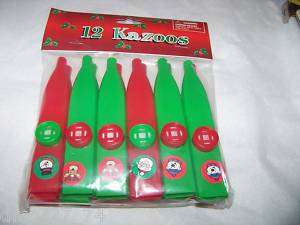 12 CHRISTMAS Party Favors HOLIDAY KAZOOS Noise Makers  