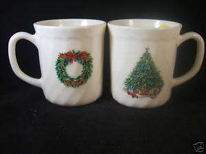 VINTAGE SALEM FRANCE CHRISTMAS WREATH COFFEE MUGS CUP  