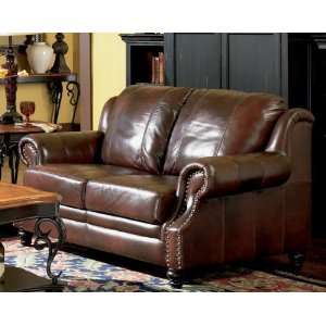Leather Love Seat In Tri tone Leather 