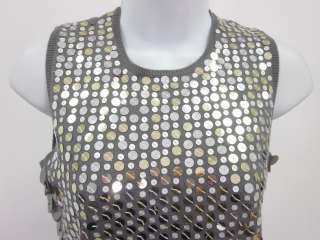 EASEL Gray Sequin Paillette Sleeveless Sweater Top Sz M  