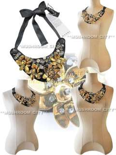 Glamorous Marni 09FWRhinestones & Golden Metal Flower Tie Necklace