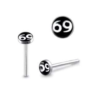  3mm Number Sixty Nine Logo Straight Nose Pin Jewelry