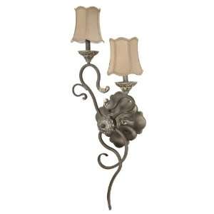   1151 Two Light Left Hand Sconce with Striped Fabric Shade, Gold Coast