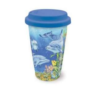  Nautical Dolphin Cove Coffee Latte Tea Ceramic Travel Mug 