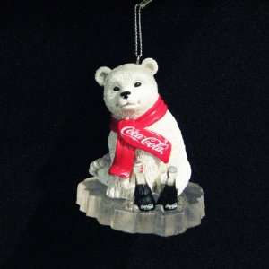 24 Polar Bear with Coca Cola Scarf and Coke Bottles on Ice Christmas 