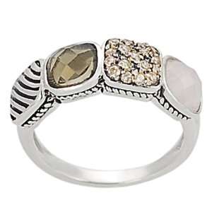  Silvertone Pave set and Cushion cut Cubic Zirconia Ring 