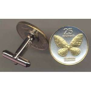   Toned Gold on Silver Philippines Butterfly, Coin Cufflinks Jewelry