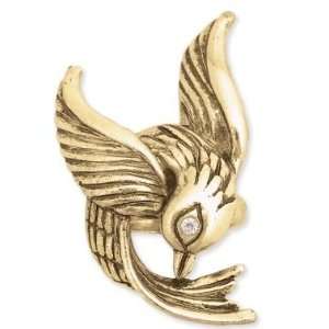ZAD Diving Bird Swirl Fashion Ring with Ice Crystal Eye Antique Gold 