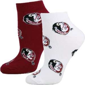   Seminoles (FSU) Ladies White Garnet Two Pack Socks: Sports & Outdoors