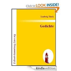 Gedichte (German Edition) Ludwig Tieck  Kindle Store