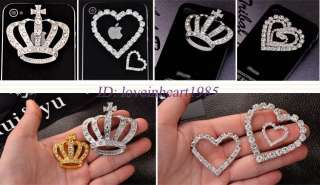 3D Alloy rhinestone crystal Heart or Crowm or Clover DIY Phone Case 