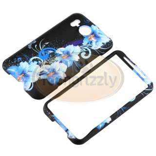 BLUE FLOWER SNAP ON CASE FOR HTC DESIRE HD INSPIRE 4G  