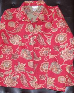 Coldwater Creek Womens Tapestry Jacket Red Floral Sz M  