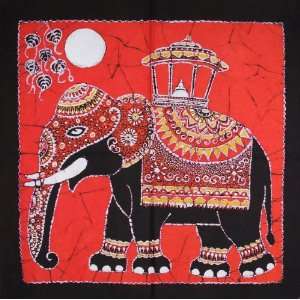  Batik Wall Hanging   Elephant (Hand made Batik Art) Red 